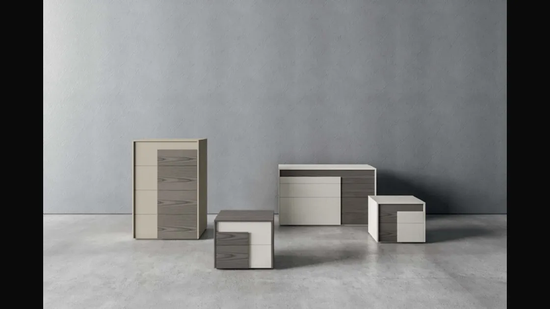 Night group in ash wood and matte lacquer by Veneran.