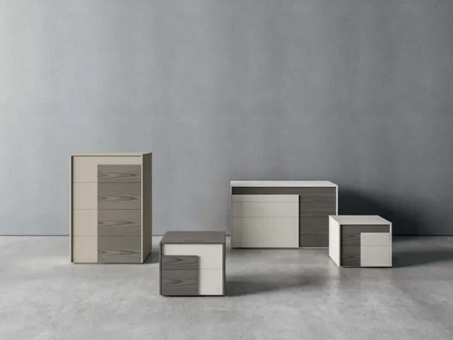 Night group in ash wood and matte lacquer by Veneran.