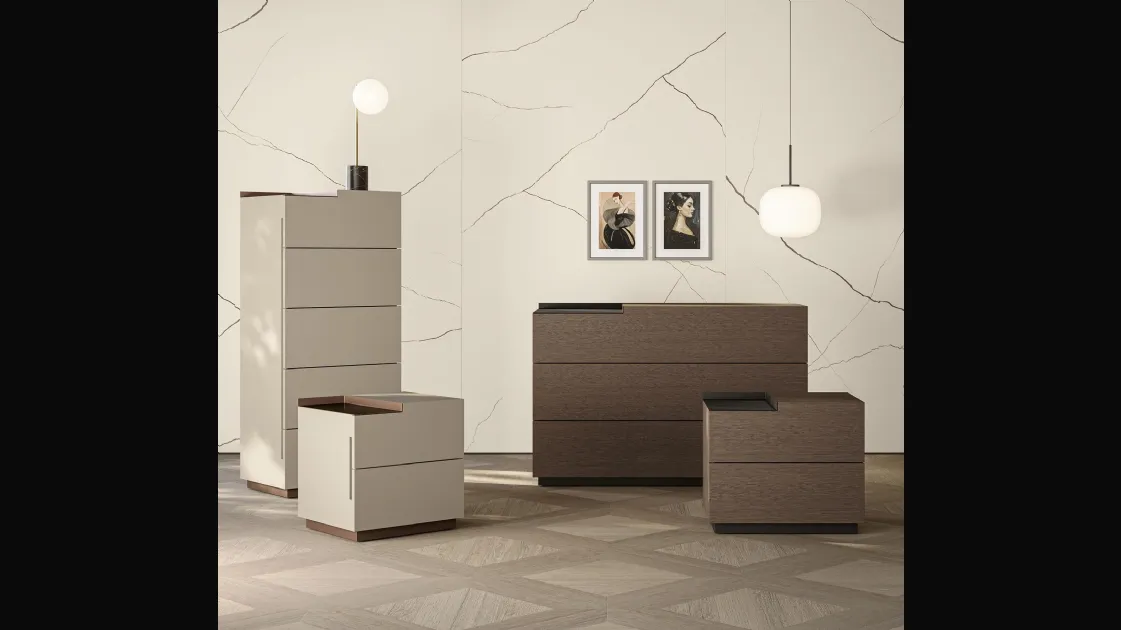 Notte City group in wood or matte lacquered finish by Morassutti