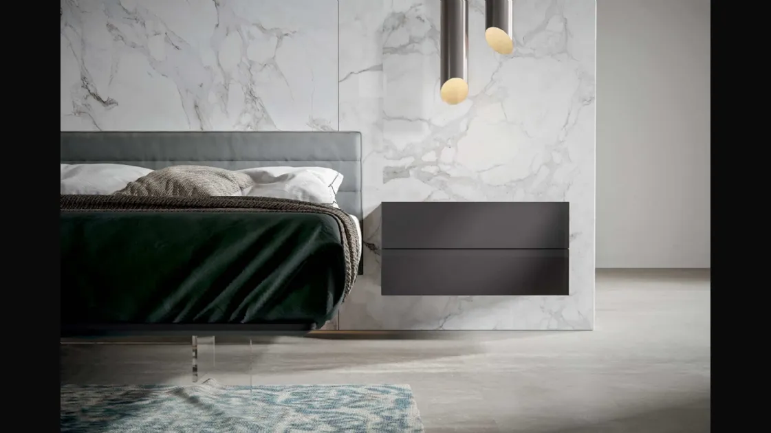 Suspended bedside table Module in matte lacquered by Veneran.