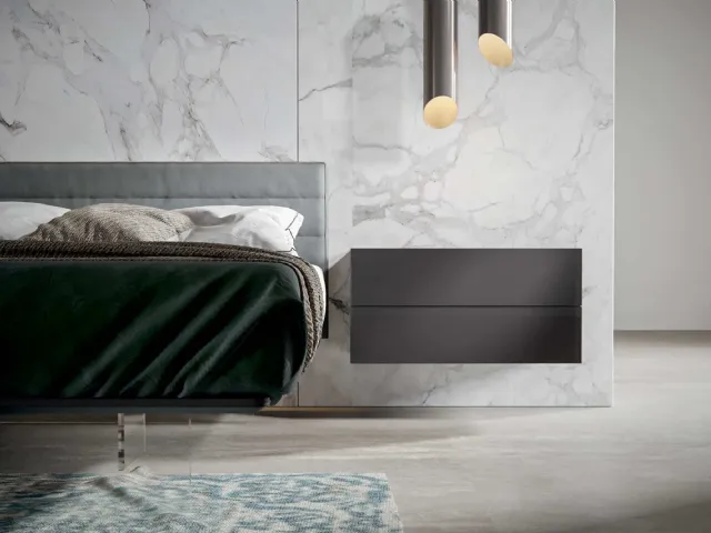 Suspended bedside table Module in matte lacquered by Veneran.