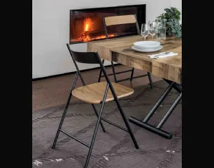 Folding chair Jolie in metal with wooden seat by Altacom