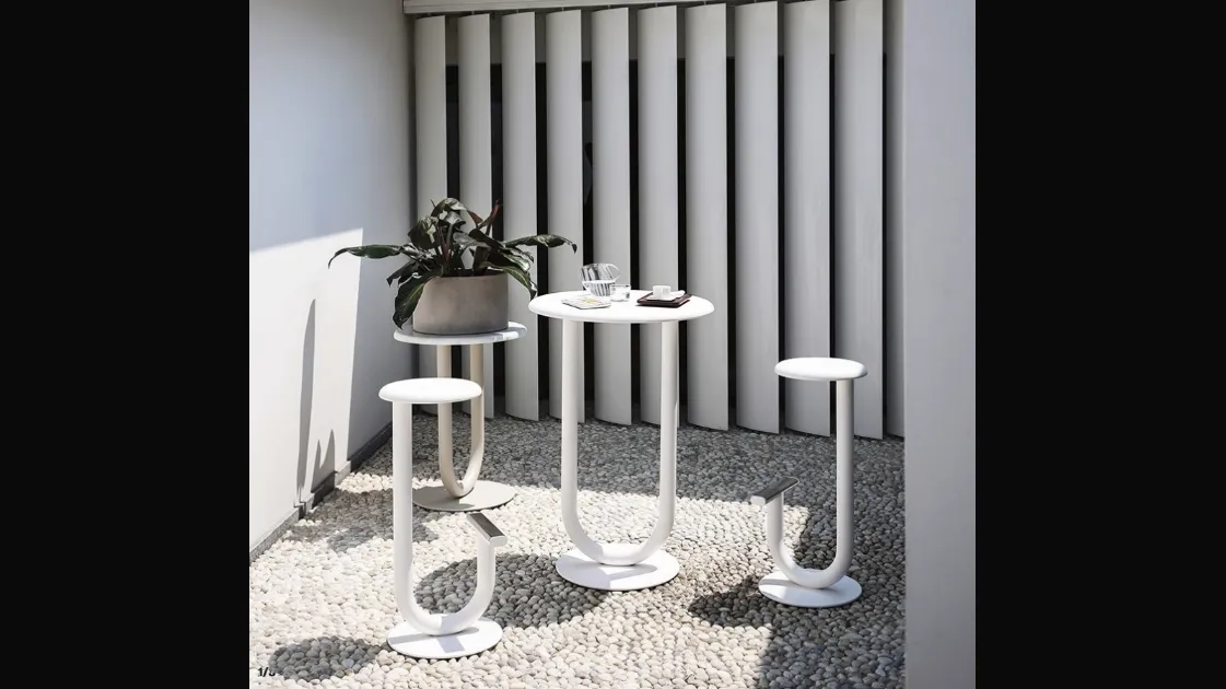 Strong lacquered metal stool by Desalto.