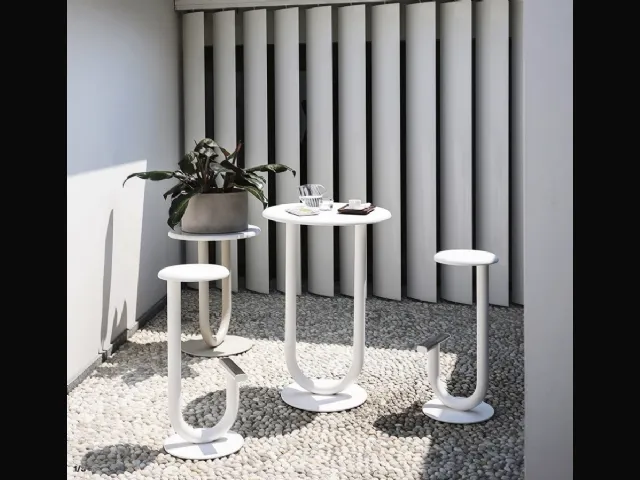 Strong lacquered metal stool by Desalto.