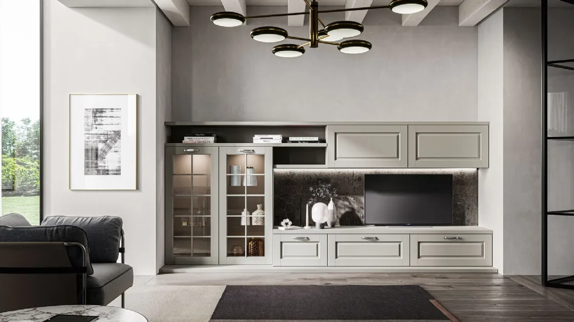 Living Asolo solid ash wood wall unit by Arredo3.