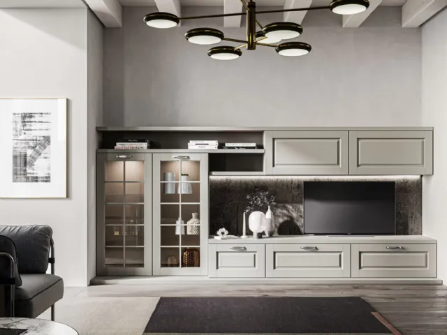 Living Asolo solid ash wood wall unit by Arredo3.