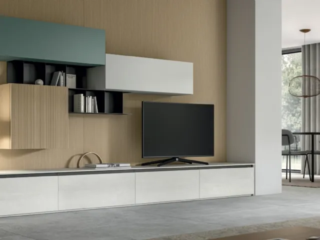 Living Glass Wall System in Pietra di Savoia laminam and veneer by Arredo3