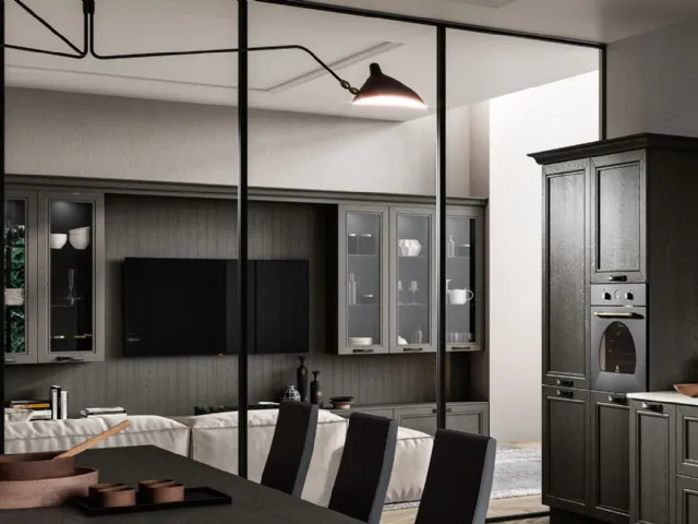 Living Opera solid ash fitted wall unit by Arredo3.