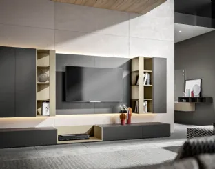 Wall unit Modulo 07 in matte Anthracite lacquered finish by Veneran.
