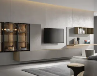 Wall unit Module 08 with Cement Resin finish and Matte Mud lacquer by Veneran