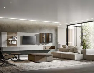 Modular Wall Unit Module 09 in Ossidized Brown Ashwood and Matte Ash Lacquer by Veneran.
