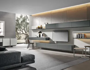 Modulo 10 wall unit in smoked and matte ash lacquered finish by Veneran.
