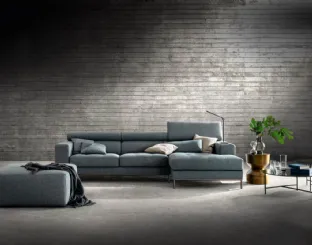 Sofa with peninsula and removable seats in Alter Special fabric by Samoa
