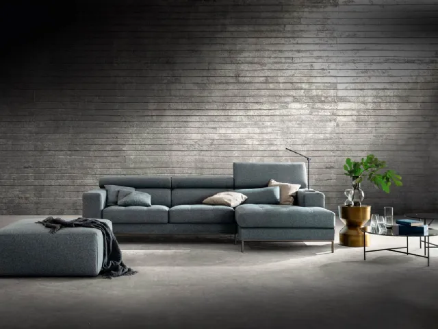 Sofa with peninsula and removable seats in Alter Special fabric by Samoa