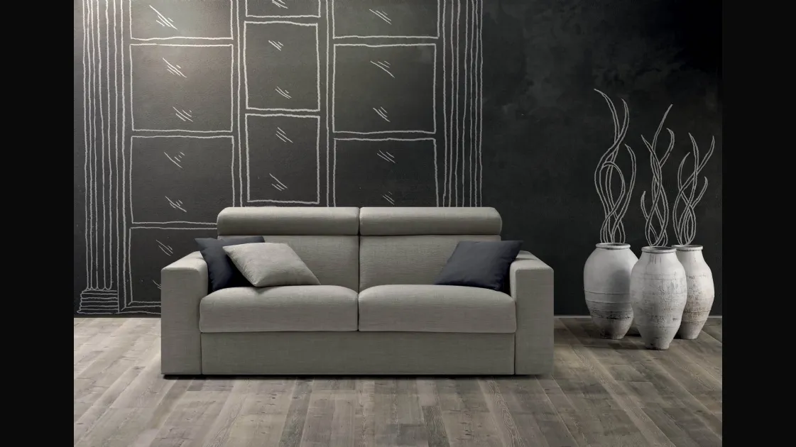 Linear sofa bed in Break fabric by Samoa.