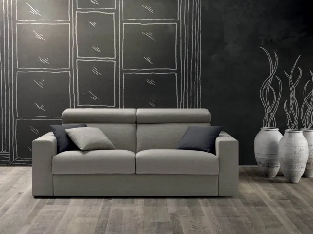 Linear sofa bed in Break fabric by Samoa.