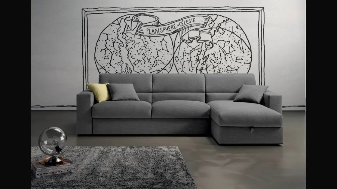 Fabric sofa bed with Chillax peninsula by Samoa