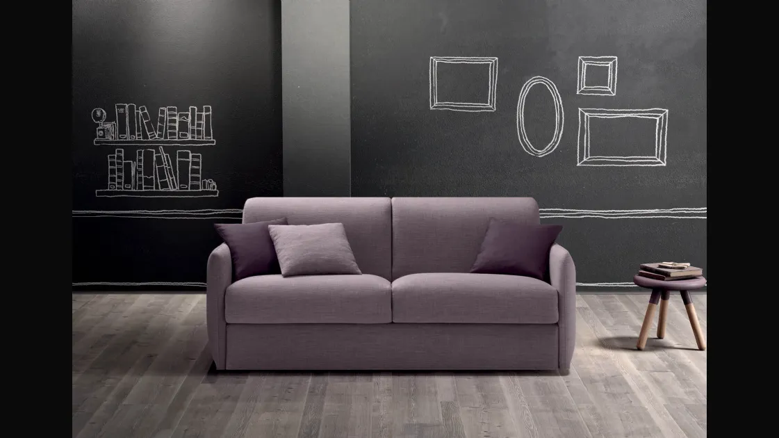 Linear sofa bed in Comfy fabric by Samoa.