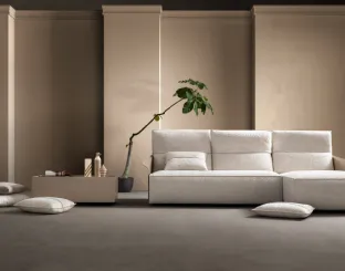 Relax fabric and leather sofa with Vibe Hit peninsula by Samoa