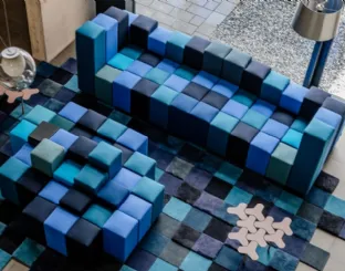 Modular fabric living room set in Do-Lo-Rez by Moroso.