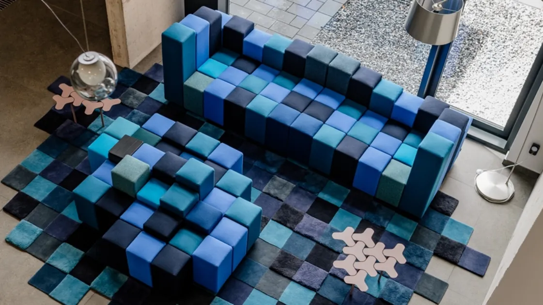 Modular fabric living room set in Do-Lo-Rez by Moroso.