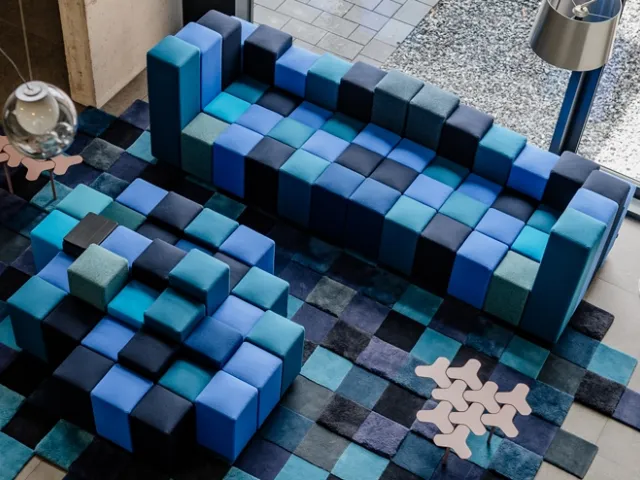 Modular fabric living room set in Do-Lo-Rez by Moroso.
