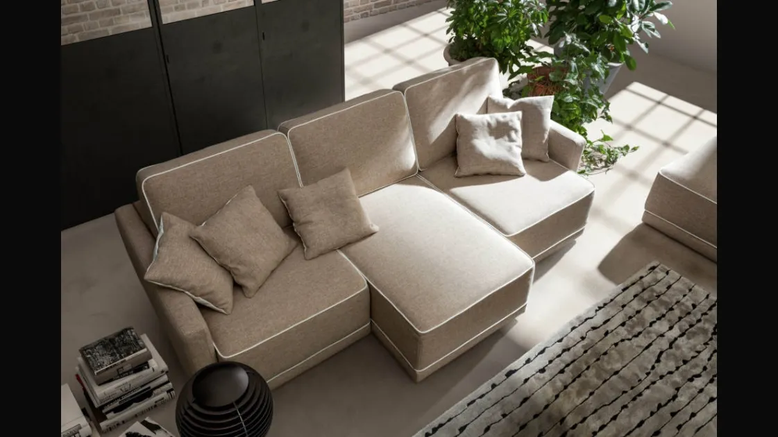 Linear fabric sofa with removable Double seats by Samoa.