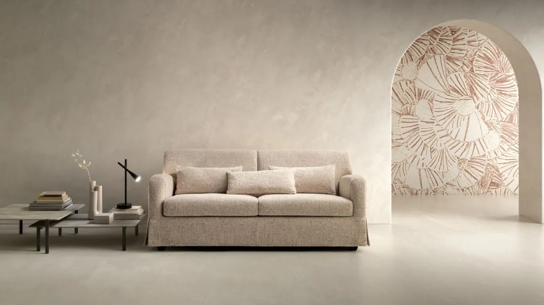 Linear fabric sofa with a classic Dress line by Samoa.