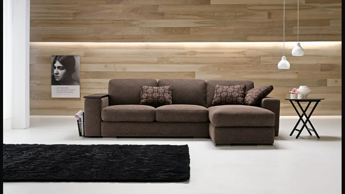 Fabric sofa bed with Kubic peninsula by Samoa.