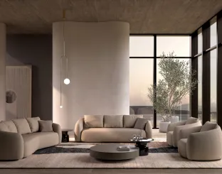 Biba Salotti's Luna upholstered fabric living room.
