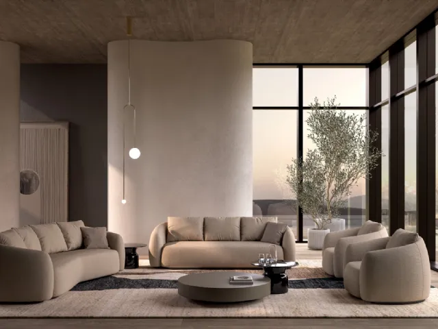 Biba Salotti's Luna upholstered fabric living room.