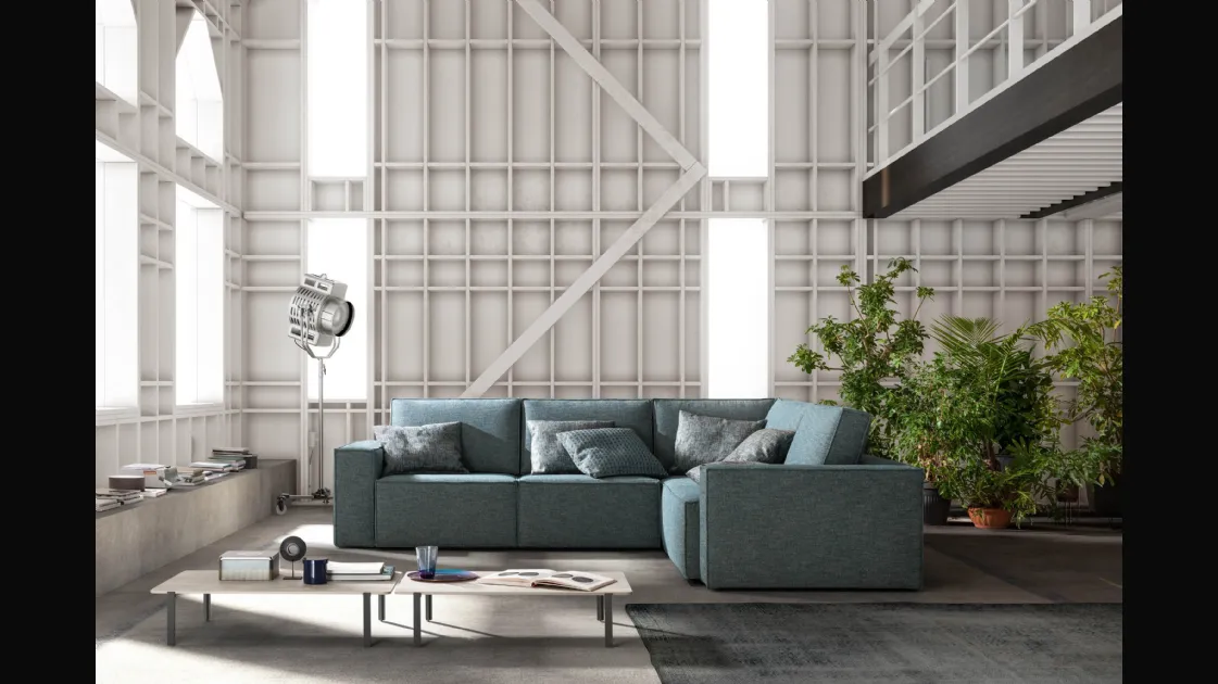Corner sofa in fabric with retractable seats Mono by Samoa.