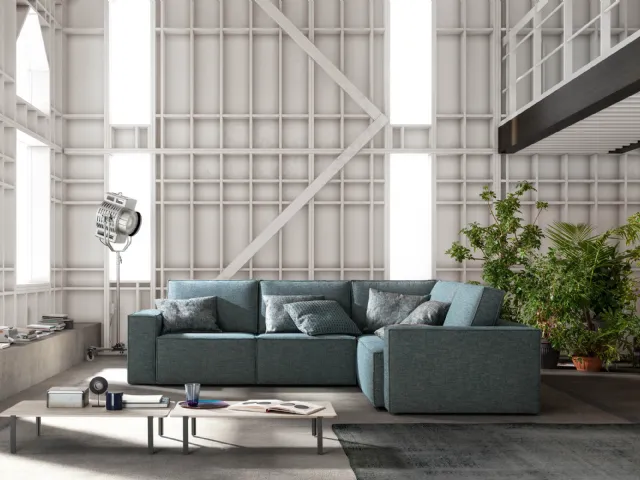Corner sofa in fabric with retractable seats Mono by Samoa.