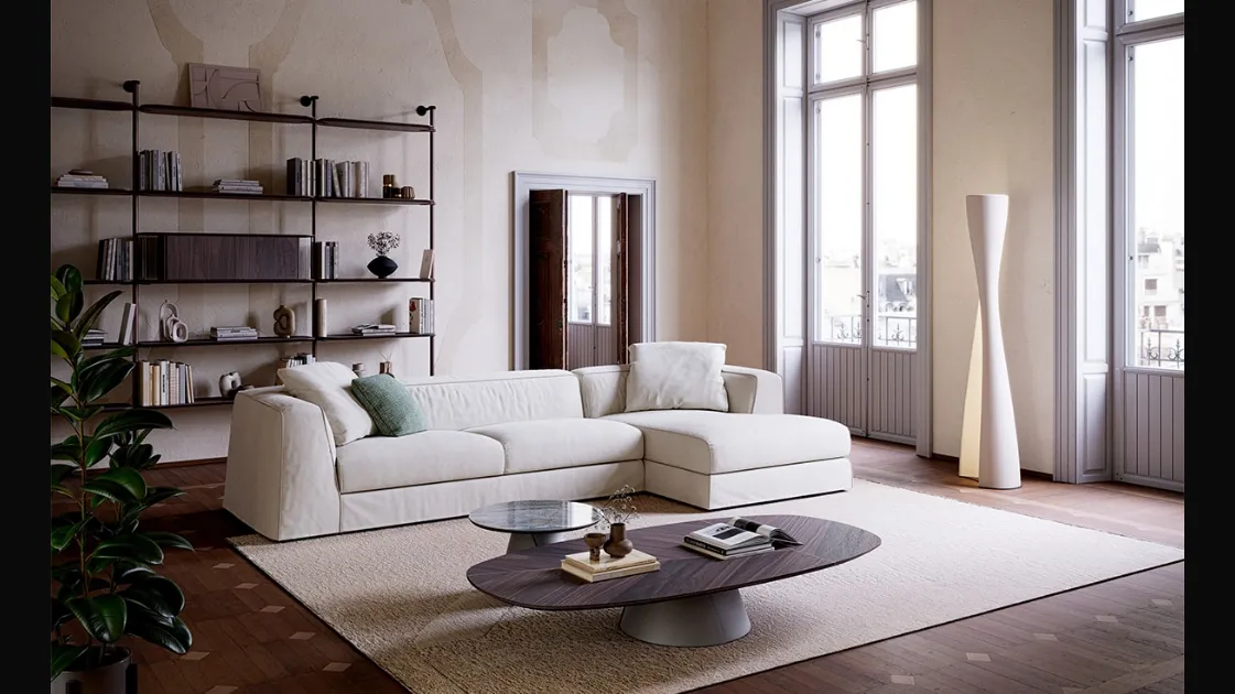 Sofa with peninsula Mykonos by Cattelan Italia.