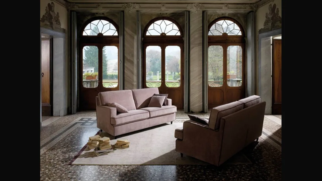 Linear velvet sofa Petra Special by Samoa.