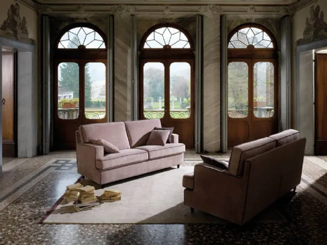 Linear velvet sofa Petra Special by Samoa.