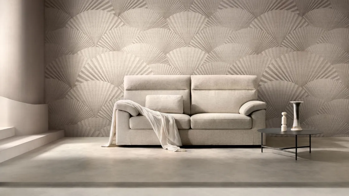 Linear fabric sofa in Smile fabric by Samoa.