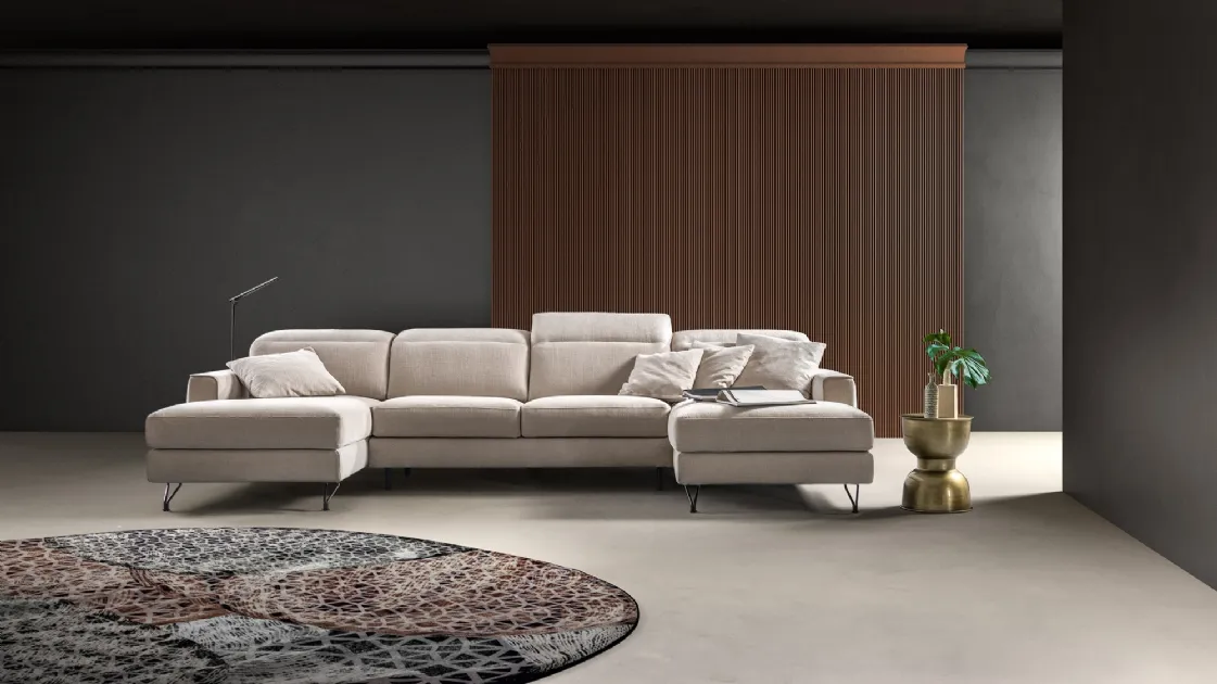 Relax Sofa in fabric with two Space Express poufs by Samoa