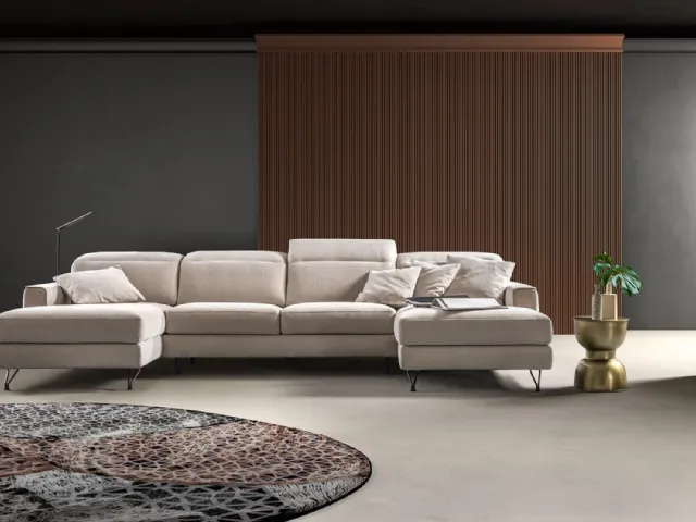 Relax Sofa in fabric with two Space Express poufs by Samoa