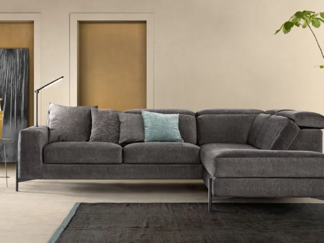 Relax sofa in fabric with Space Fly peninsula by Samoa.