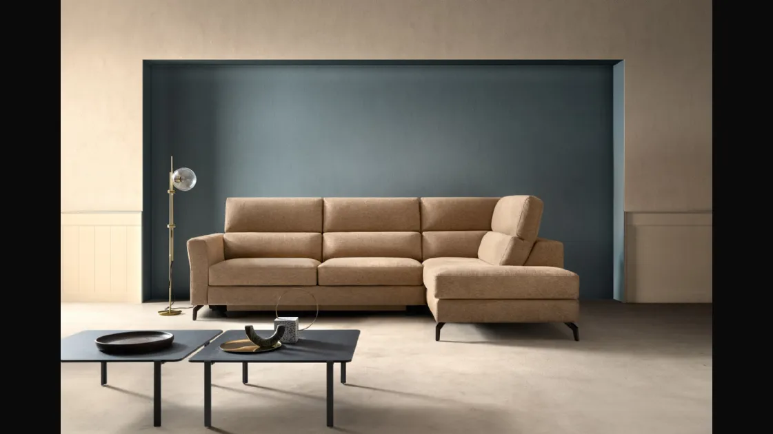 Relaxing fabric sofa with Space Spark chaise longue by Samoa.