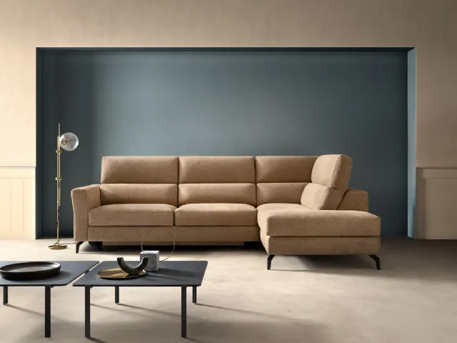 Relaxing fabric sofa with Space Spark chaise longue by Samoa.