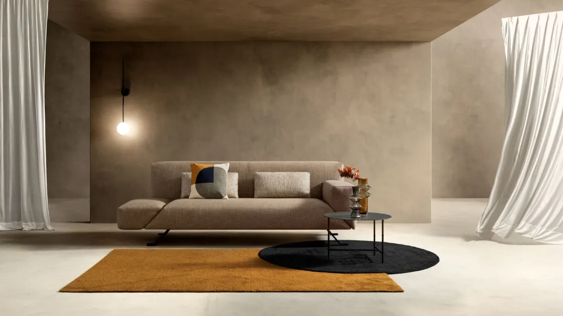 Linear fabric sofa in Spin fabric by Samoa.