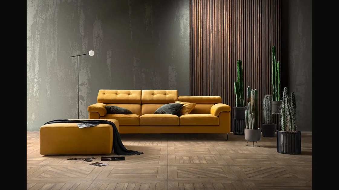 Linear sofa with reclining headrests and removable seats Step Special by Samoa.