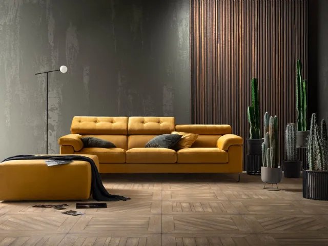 Linear sofa with reclining headrests and removable seats Step Special by Samoa.