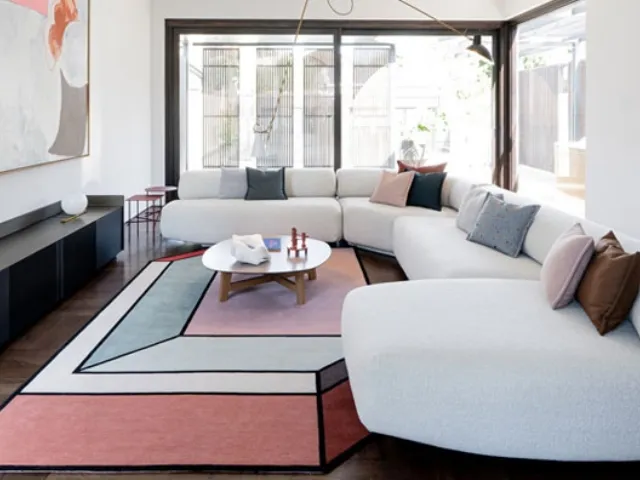 Living room with Moroso's Tender peninsula.
