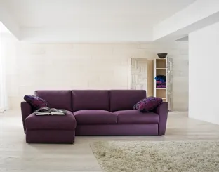 Fabric sofa bed with chaise longue Vicky by Samoa.