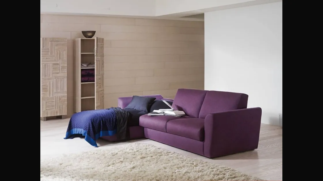 Single sofa bed in purple fabric Vicky by Samoa
