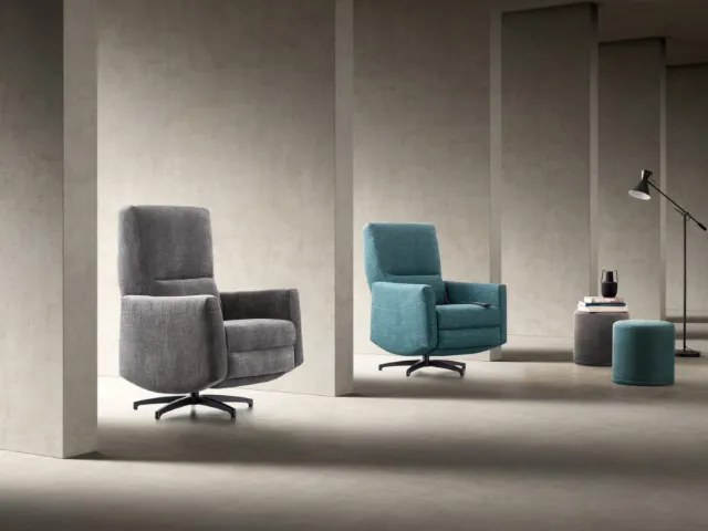 Reclining armchair in Levante Relax fabric by Samoa.