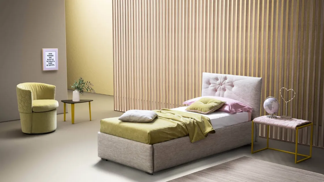 Single modern upholstered bed Bloom by Bside